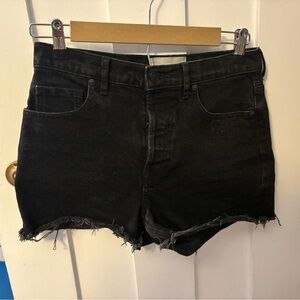 Everlane Black Cheeky Jean Shorts with Distressed Hem Size 27